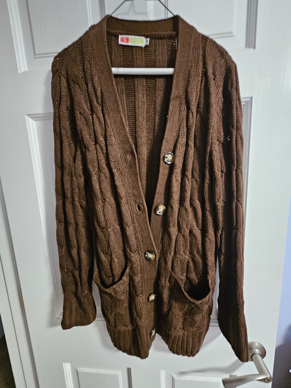 Men's Brown Cable Knit Button Cardigan Sweater